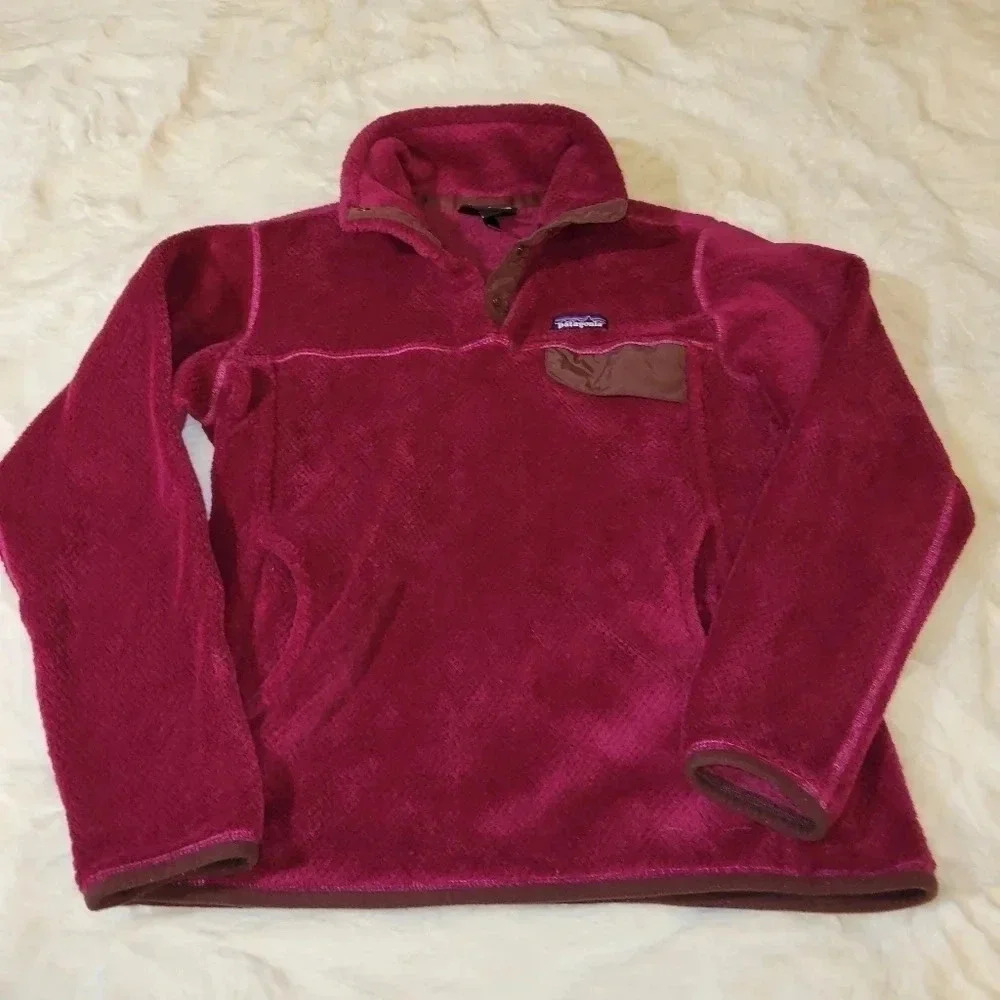 Patagonia women’s re-tool snap-t pullover in Rubellite pink x-dye in siz…